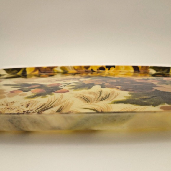 Vintage 60s LARGE 21"x16" MCM Mid Century Vintage Fiberglass Floral Tray serving - Picture 4 of 16